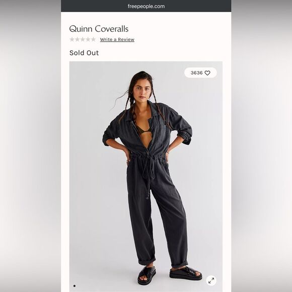 Free People Quinn Coverall Jumpsuit Black Cotton Wide Leg Boho Urban Casual - Picture 16 of 16